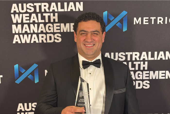 Eugene Ardino, Lifespan CEO accepting the 2025 Australian Wealth Management Awards Executive of the Year - Dealer Group award